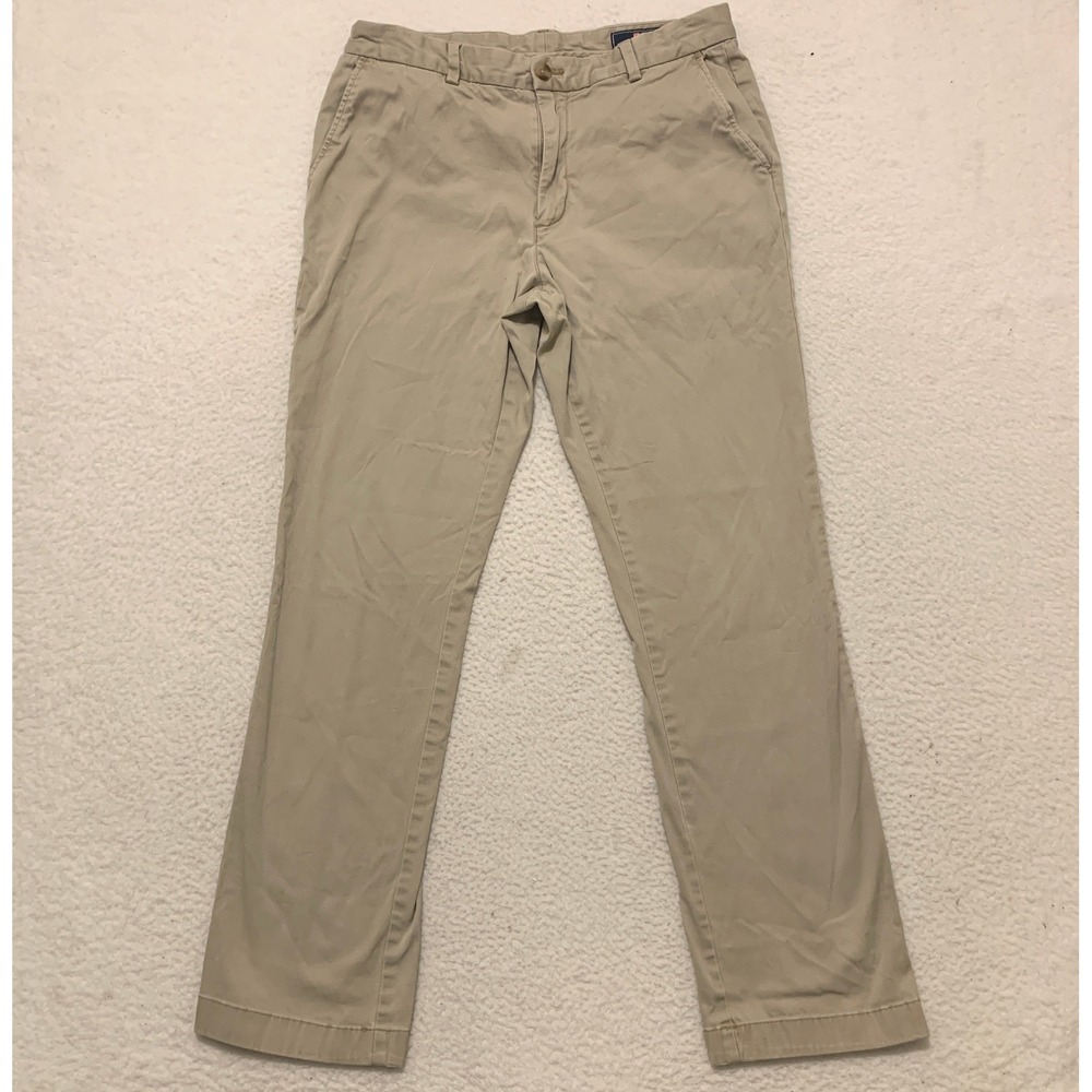 Vineyard Vines Breaker Pants Mens 33x32 (FITS 32x30) Khaki Tan Chino Stretch Zip
